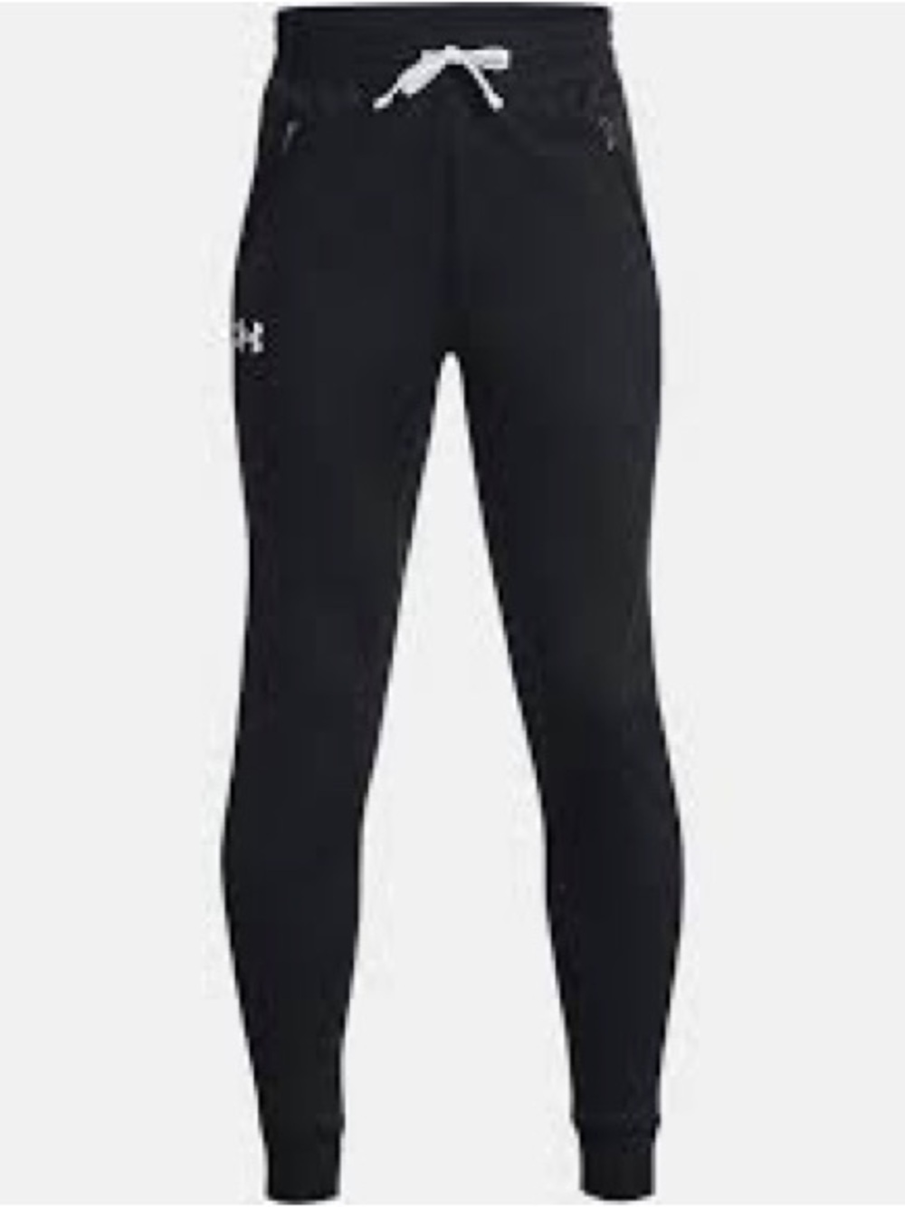 Under Armour UA Pennant Boys Black Jogger Pants with White Drawstring Size L
